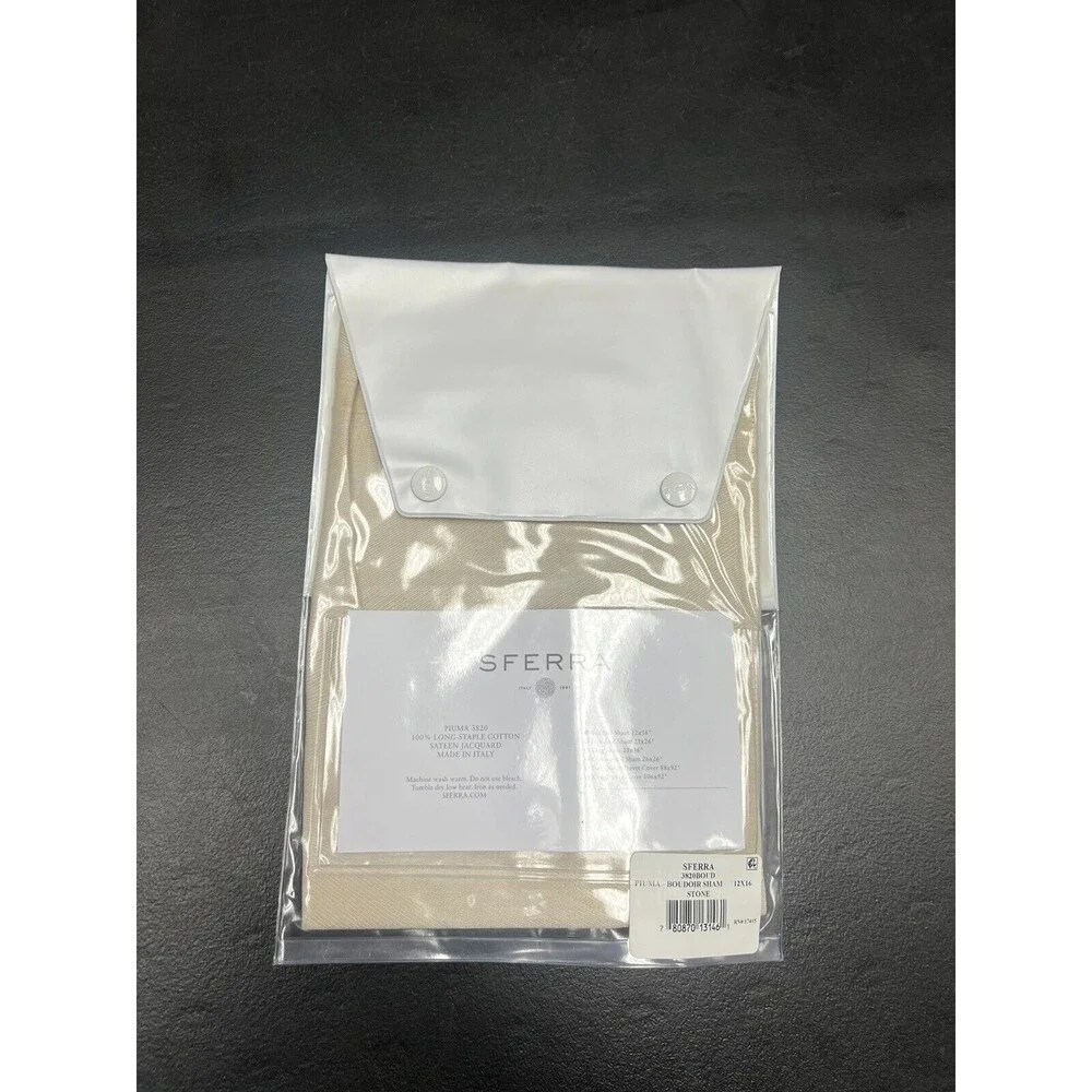 Sferra Piuma 3820 Sateen FULL / QUEEN Duvet Cover + 2 Boudoir Shams Stone
